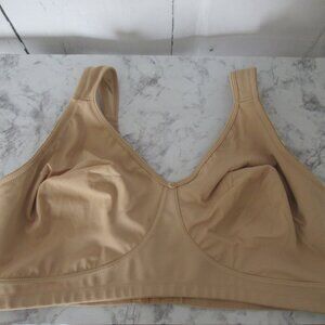Comfort Choice Bra 46D Beige Tan Wire Free Wireless Back Closure Plus Size